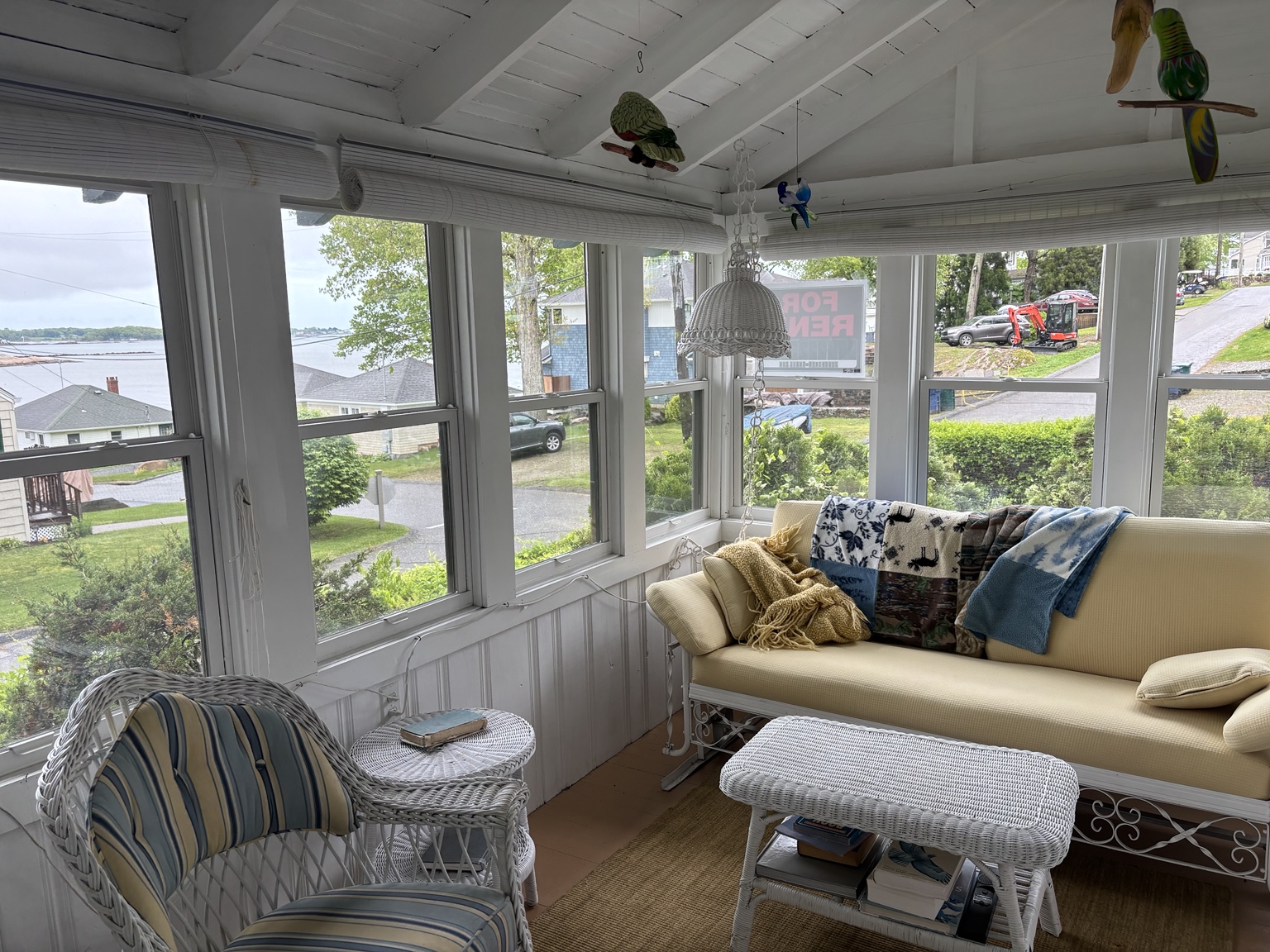 Enclosed porch with water view
